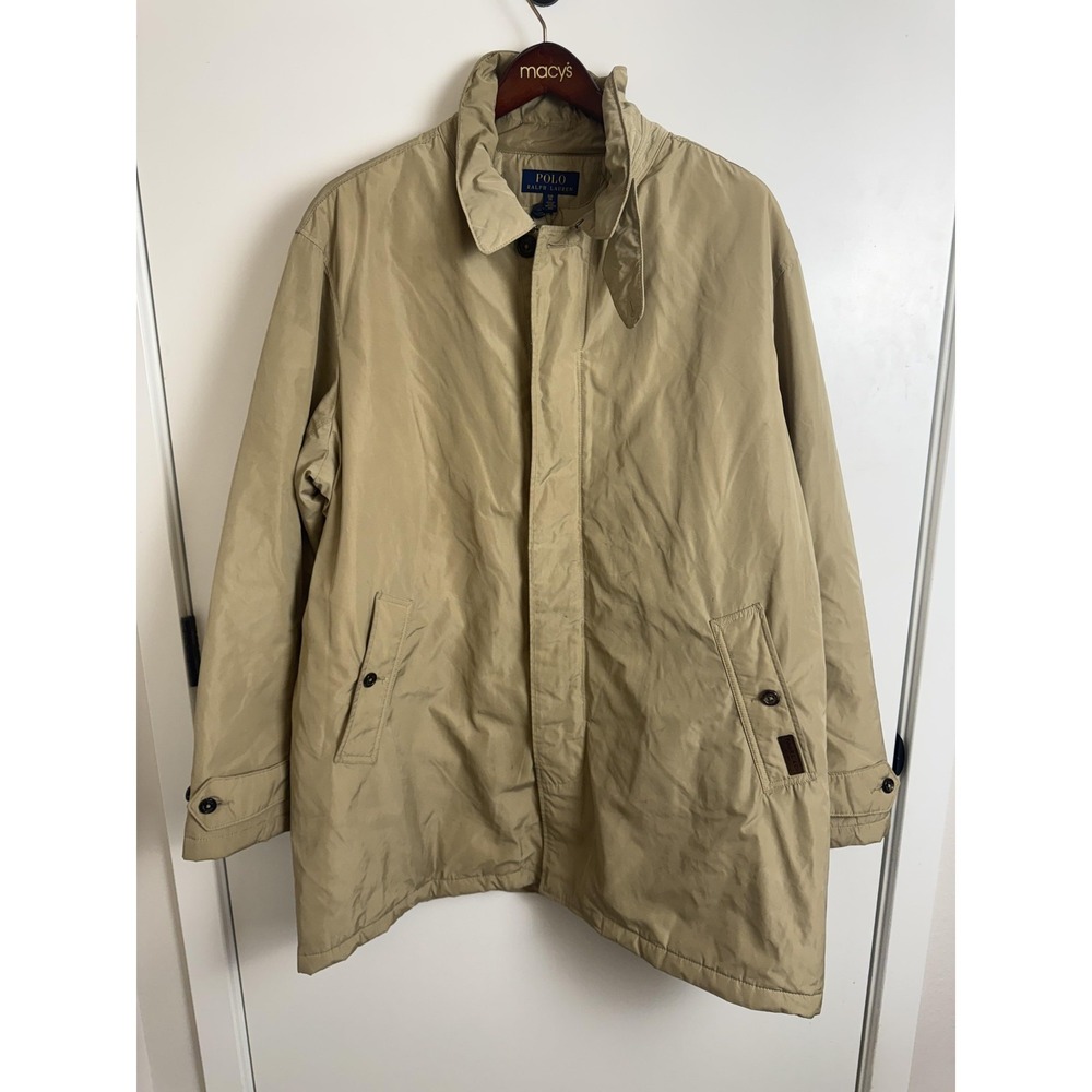 Polo Ralph Lauren Coat Mens 2XB Beige Nylon Insulated Rain Big & Tall Classic